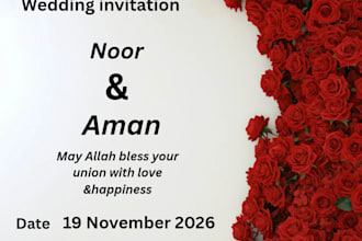 design a beautiful wedding invitation card in canva