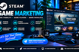 do steam game promotion, boost steam game wishlist, steam game marketing, steam