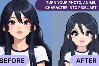 create a custom pixel art portrait, avatar or pet from your photo for gifts
