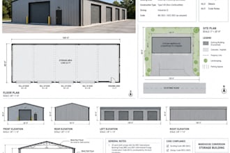 create warehouse conversion and building permit drawings
