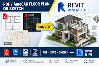 convert PDF autocad floor plan or sketch to revit bim model