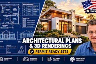 draw a full set of architectural drawings for building permits