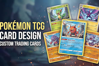 design custom pokemon card, pokemon tcg, trading card and card game design