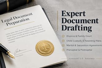 draft your divorce petition or family court documents as a US attorney