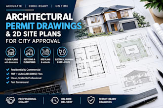 draw architectural permit drawings and 2d site plans for city approval