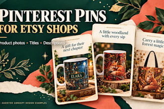 design product focused pinterest pins for your etsy shop