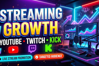 promote twitch live stream, youtube live stream kick stream for live viewers
