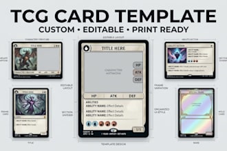 design custom tcg card  template, trading card template and card frame