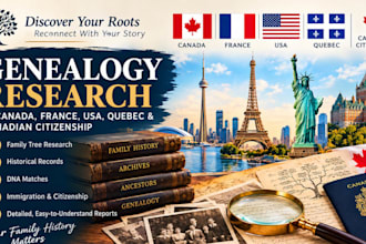do genealogy research in canada, france, USA, quebec and canadian citizenship