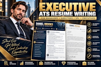 write an executive ats resume, CV and cover letter for senior roles