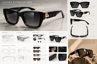 create manufacturing ready 3d luxury eyewear cad and technical drawings