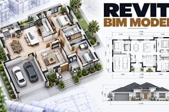 create residential revit models, bim floor plans, elevations and 3d house models