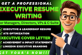 write an executive resume, cv, and linkedin for director, vp, and c suite