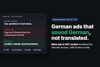 localize your english ads and ugc scripts into native german for dach