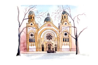draw a hand drawn urban sketch of your city
