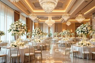 design 3d wedding venue and banquet hall interior with realistic renders