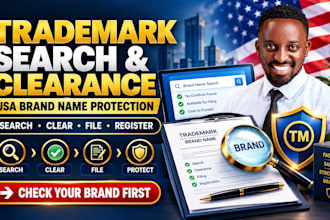 do trademark search, clearance, filing and registration for your USA brand name