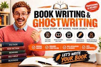 ghostwrite fiction and nonfiction ebooks, self help books
