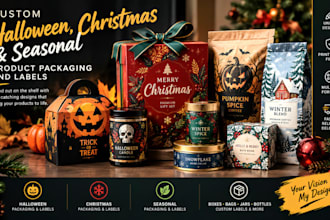 design custom halloween, christmas and seasonal product packaging and labels