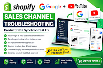 fix shopify google youtube sale channel troubleshooting product data synchronize