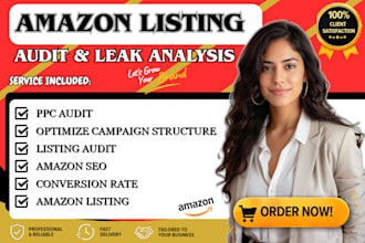 a detailed amazon listing audit for seo, conversion leaks, and tos