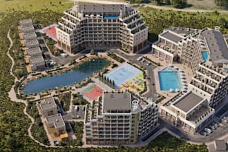 design 3d luxury resort masterplan hotel complex hospitality development render