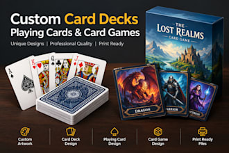 design card decks, custom playing cards and card game