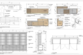 create custom millwork shop drawings for reception desks and built in furniture