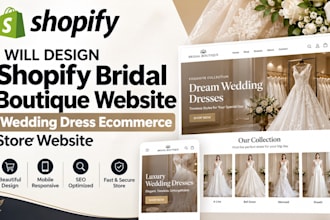 design shopify bridal boutique website wedding dress ecommerce store website