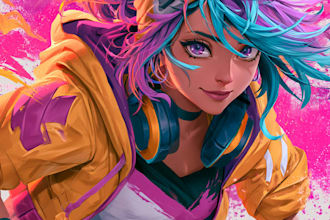 make custom anime art, character design and vtuber avatar