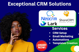 setup larksuite, feishu, neocrm, sharecrm, wechat work, bitrix24 crm setup