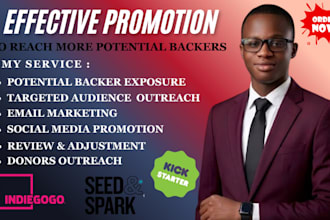 promote your kickstarter indiegogo and crowdfunding project to potential backers