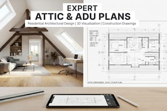 design attic conversion, adu, garage conversion and basement finishing plan