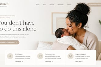 create squarespace postpartum doula website with honeybook workflows setup