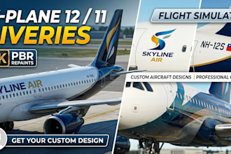 design custom x plane 12 livery and 8k pbr aircraft repaint