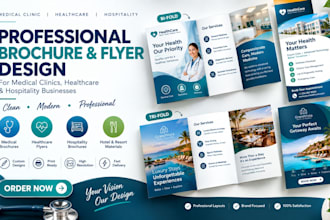 design a professional medical clinic brochure and healthcare, hospitality design