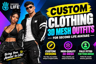 custom clothing 3d mesh outfits second life avatars