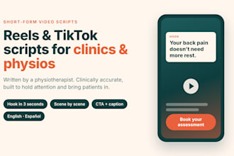 write engaging reels and tiktok scripts for clinics and physiotherapists