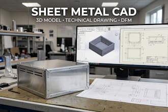 create 3d cad models, technical drawings, sheet metal and dfm designs