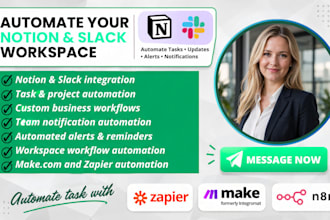 setup notion slack integration for business automation with makecom zapier n8n
