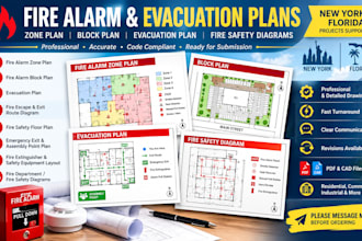 design fire alarm zone plan, block plan, evacuation plan, diagram in new york fl