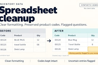 clean your small excel or CSV inventory spreadsheet