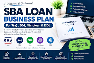 write an sba loan business plan for 7a 504 microloan and eidl