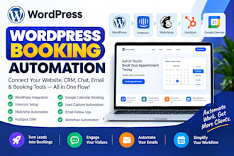 wordpress website intercom mailchimp hubspot google calendar booking automation