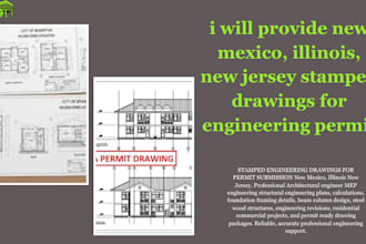 provide new mexico, illinois, new jersey stamped drawings for engineering permit