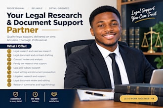 provide legal research drafting family law contract review litigation support