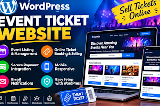 wordpress event ticket website, ticket booking website, ticket selling website