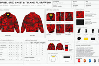 create apparel spec sheets technical drawings garment details and factory file