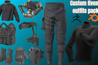 create custom  fivem outfits pack, cloth pack fittings, 3d game wears mlo items