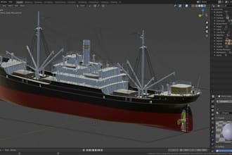 create detailed 3d ship model for games, animation and rendering